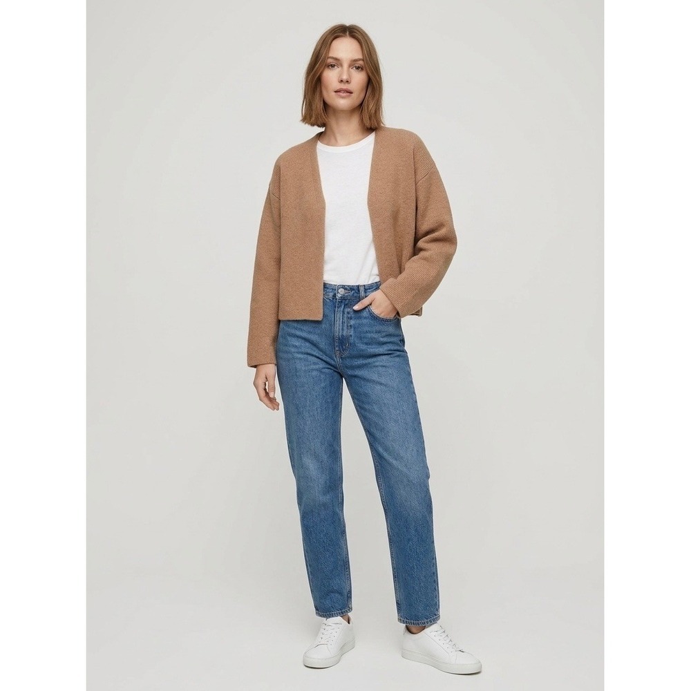 Wilfred Free Aritzia 100% Merino Wool Cardigan Camel Tan Open Front Sweater XS